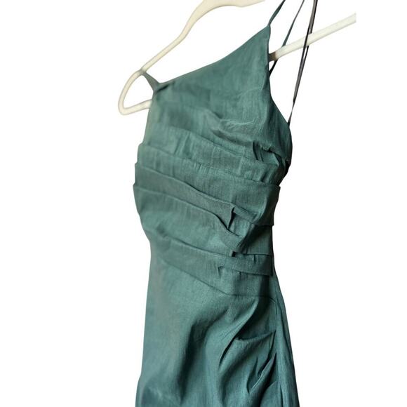 Zara Green Linen Dress high neck Cross back NWT - Picture 4 of 6